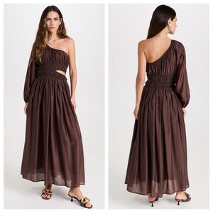 Moon River One-Shoulder Maxi Dress Long Puff Sleeve Elastic Stretch Tuckernuck